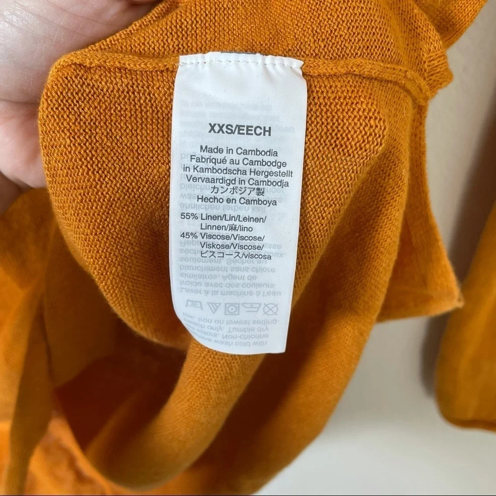 J. Crew Linen Blend V-Neck Mustard Yellow Sweater